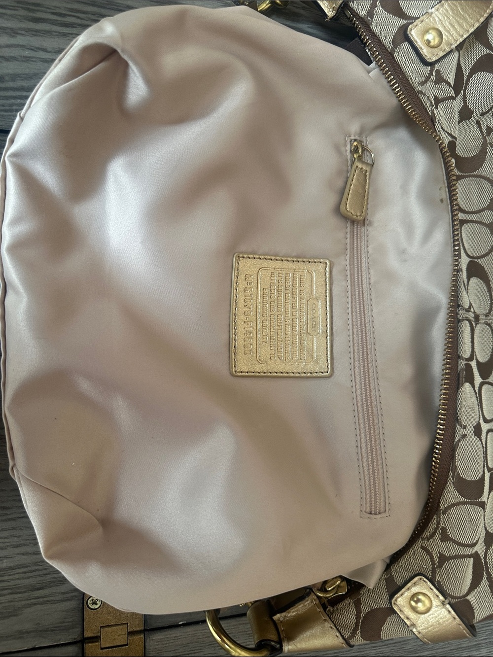 Coach Signature C Penelope Jacquard Logo Gold Leather Trim & Coach Cherry Charm - Picture 8 of 16